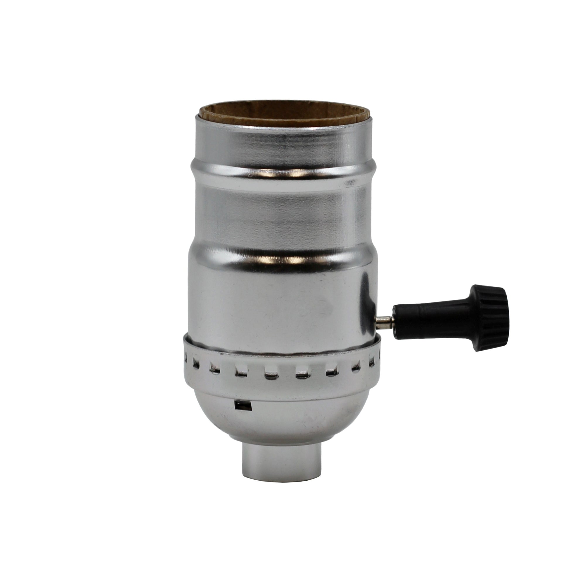 Three Way Turn Knob Lamp Sockets, Medium Base, Silver Shell Incandescent - side view