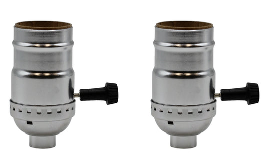 Three Way Turn Knob Lamp Sockets, Medium Base, Silver Shell Incandescent - for diy