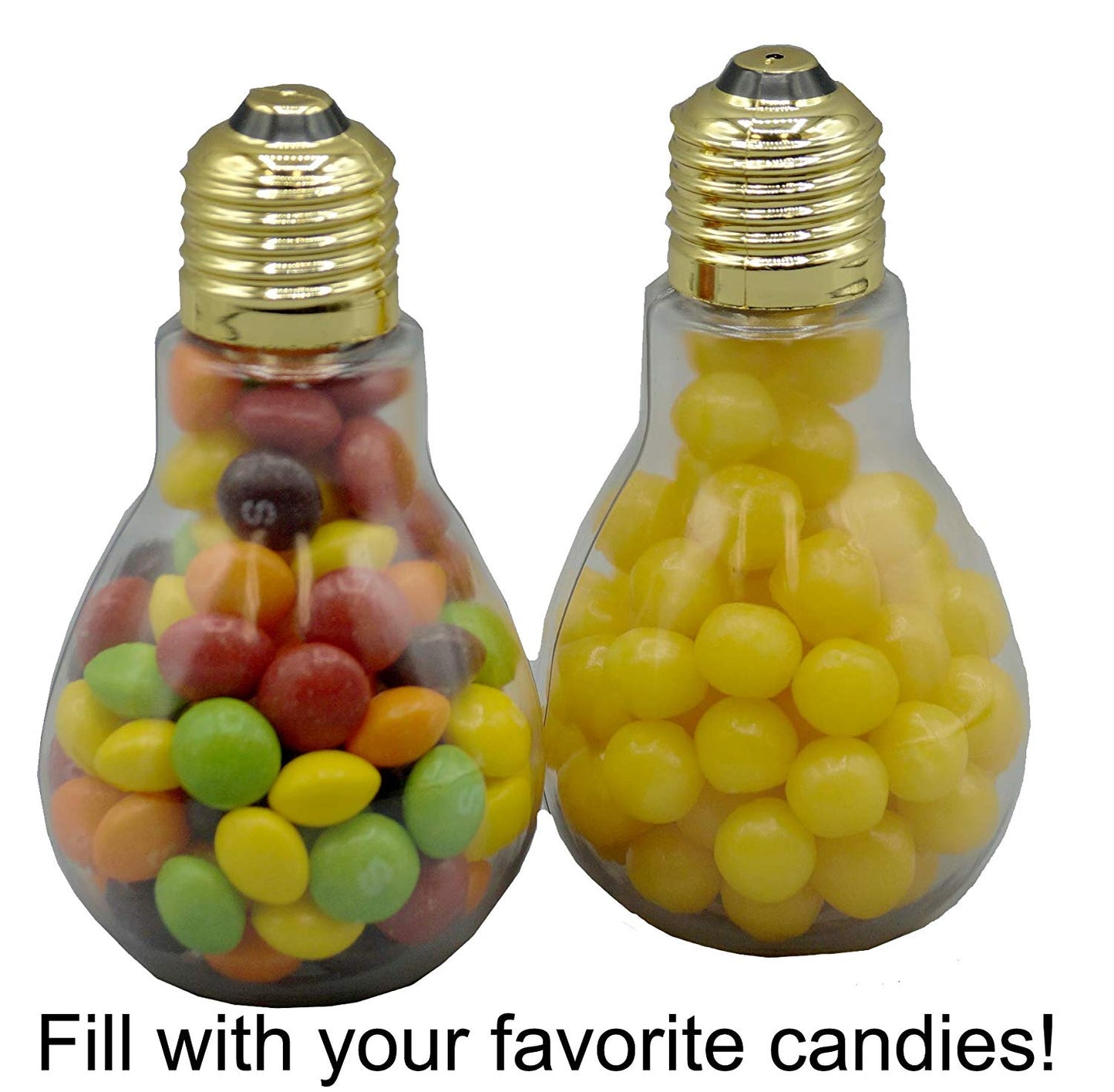 Wholesale Case of 288 Pieces - Clear Plastic Fillable Light Bulbs for Candy, - close-up