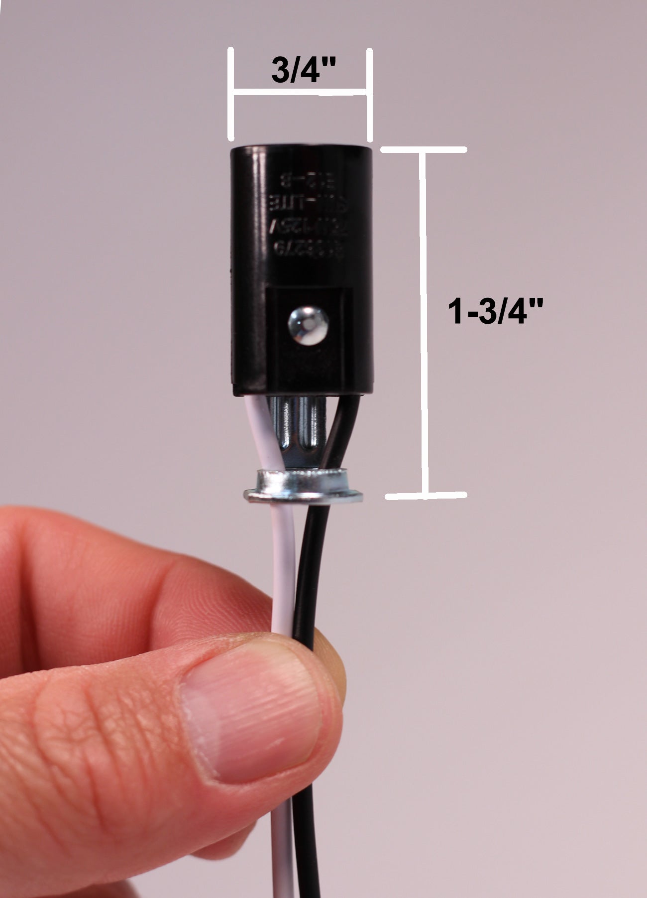Candelabra Base Lamp Holder Light Socket, Keyless Phenolic, 6 Inch Wire Leads, - close-up