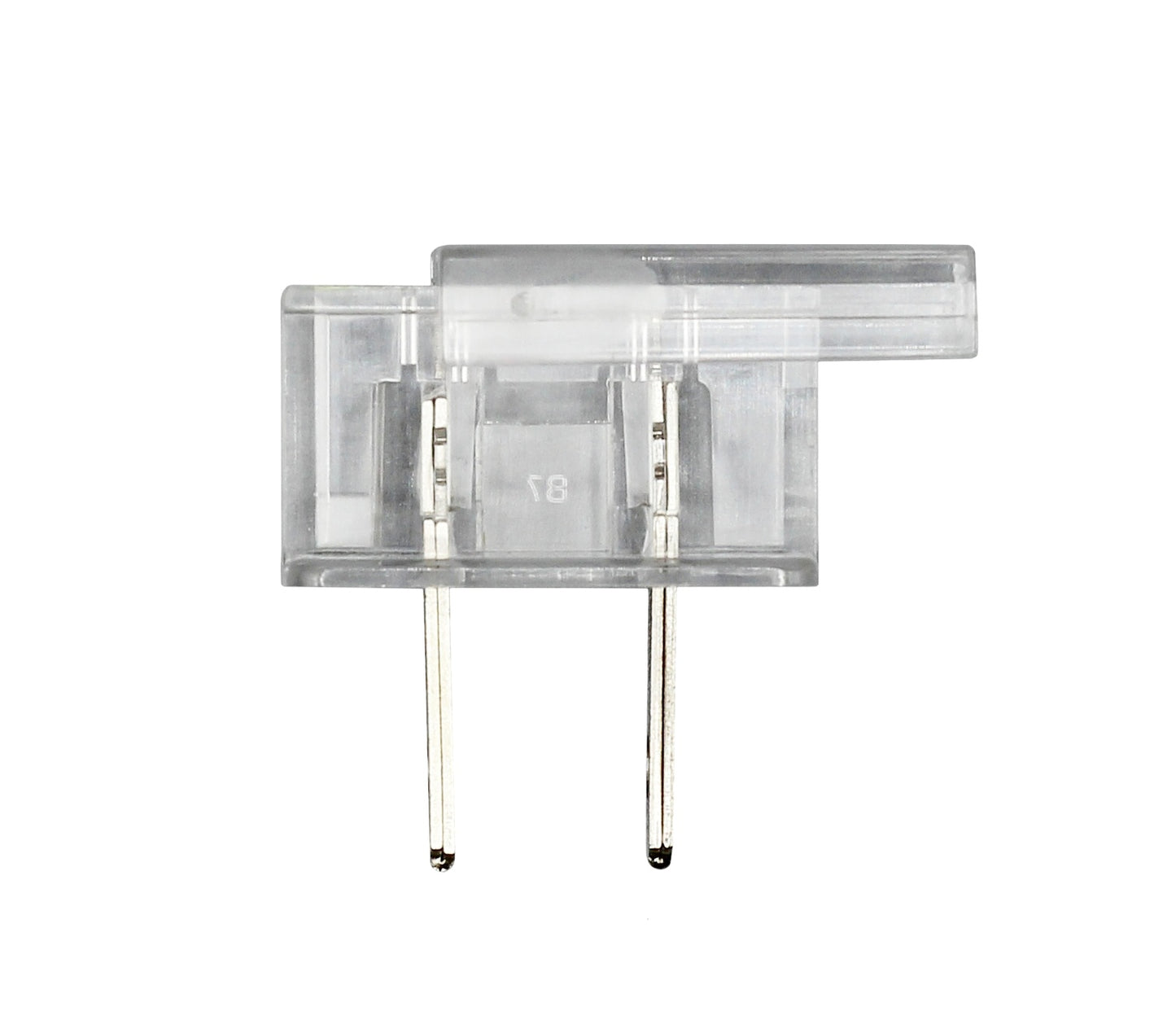 Clear Easy Snap On End Plug, for SPT-1 Wire, Residential Grade, Polarized, - close-up