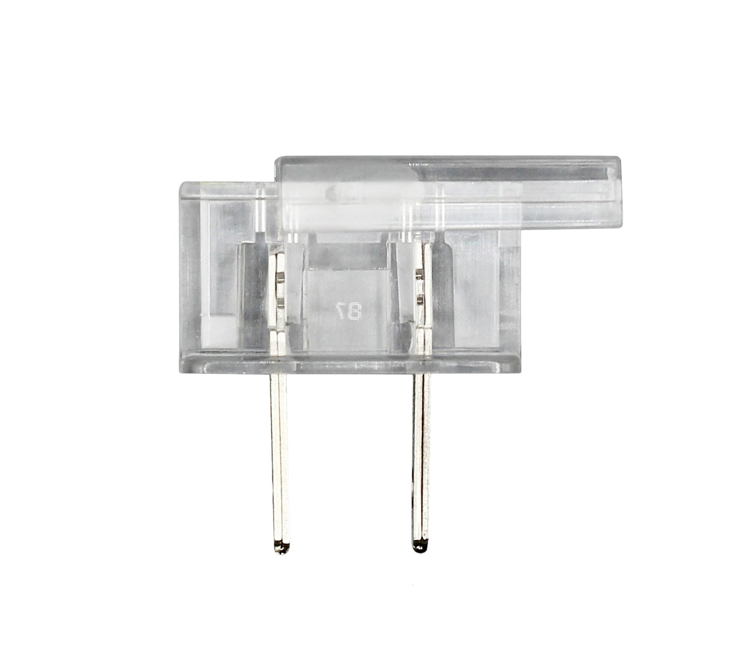 Clear Easy Snap On End Plug, for SPT-1 Wire, Residential Grade, Polarized, - close-up