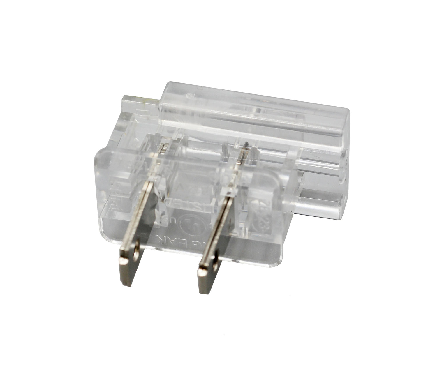 Clear Easy Snap On End Plug, for SPT-1 Wire, Residential Grade, Polarized, - side view