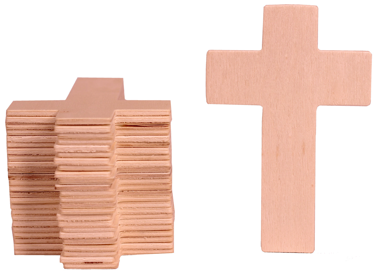 100 Pack Unfinished Wood Cross Shape Cutout Slices, 4.25 x 2.75 Inch for Wooden - for diy