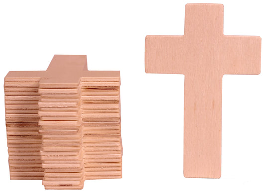 100 Pack Unfinished Wood Cross Shape Cutout Slices, 4.25 x 2.75 Inch for Wooden - for diy