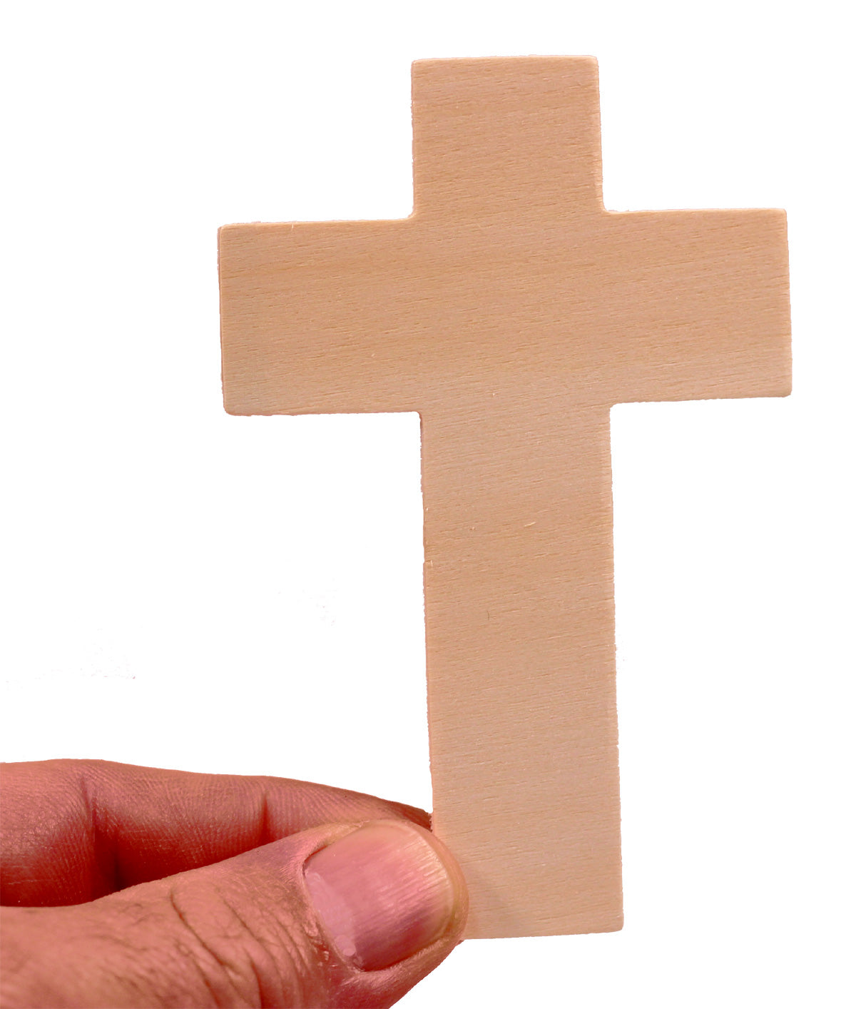 Creative Hobbies 4.25 Inch High Unfinished Wooden Cross Shapes, Pack of 25, - side view
