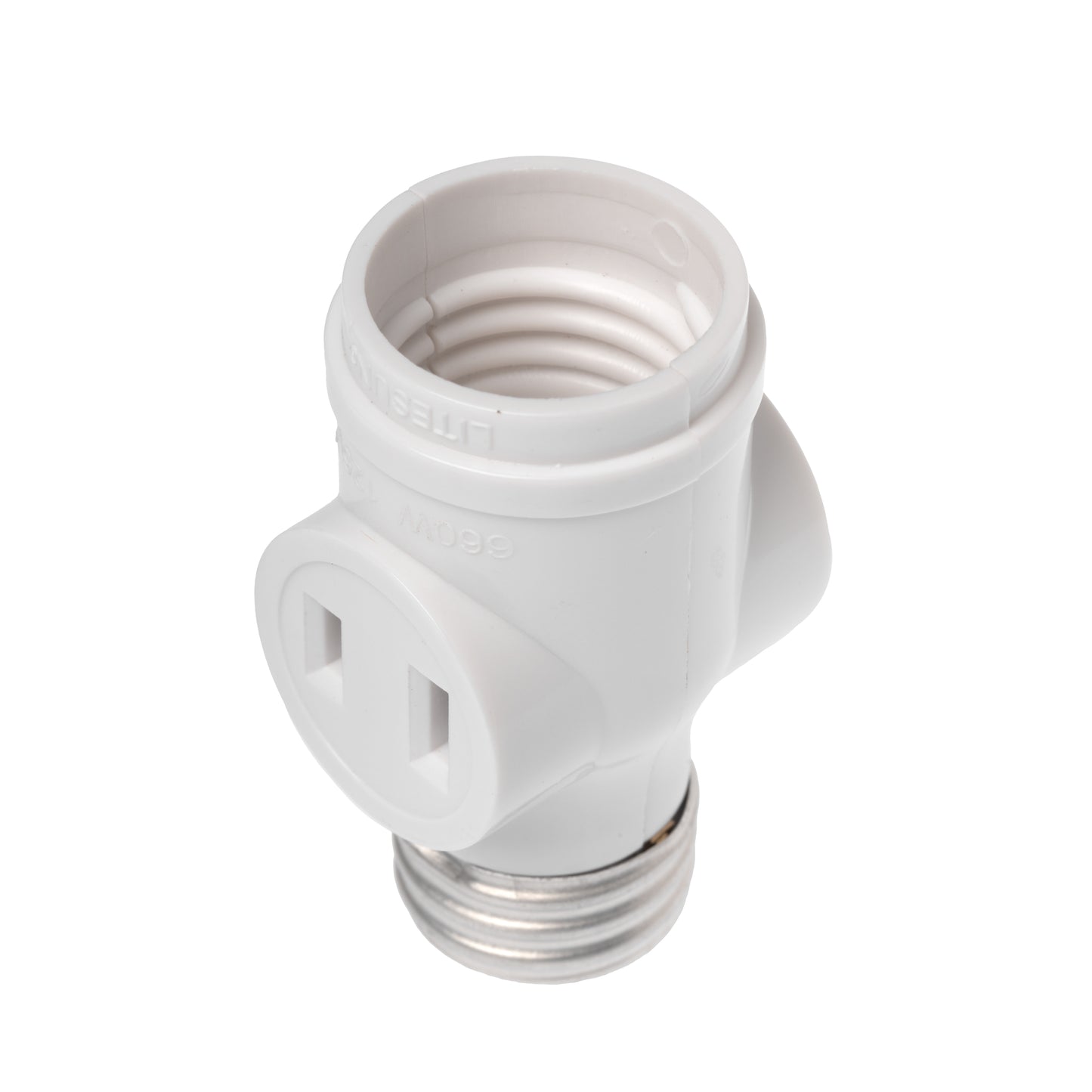 E26 Light Bulb Socket to 2 Polarized Outlet Adapter – Convert Light Socket to 2 - side view