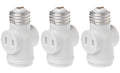 E26 Light Bulb Socket to 2 Polarized Outlet Adapter – Convert Light Socket to 2 Prong Outlet Plugs | 3 Pack