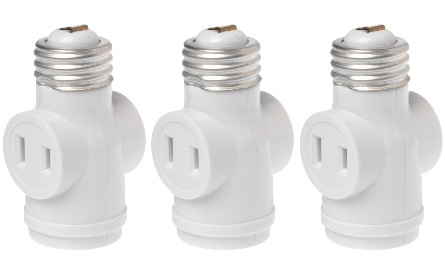 E26 Light Bulb Socket to 2 Polarized Outlet Adapter – Convert Light Socket to 2