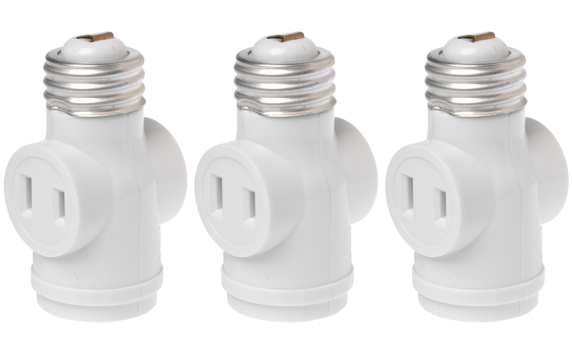 E26 Light Bulb Socket to 2 Polarized Outlet Adapter – Convert Light Socket to 2