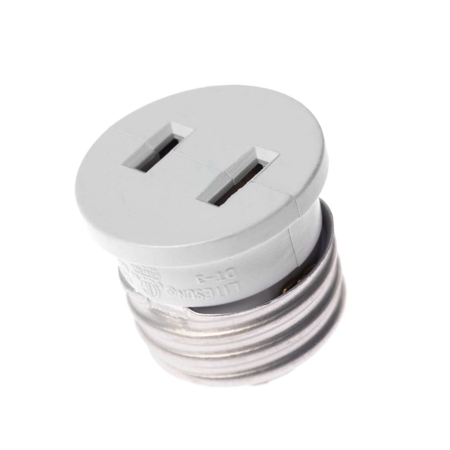 Polarized E26 Base Light Bulb Socket Plug – Convert Any E26 Socket into 2 Prong - side view