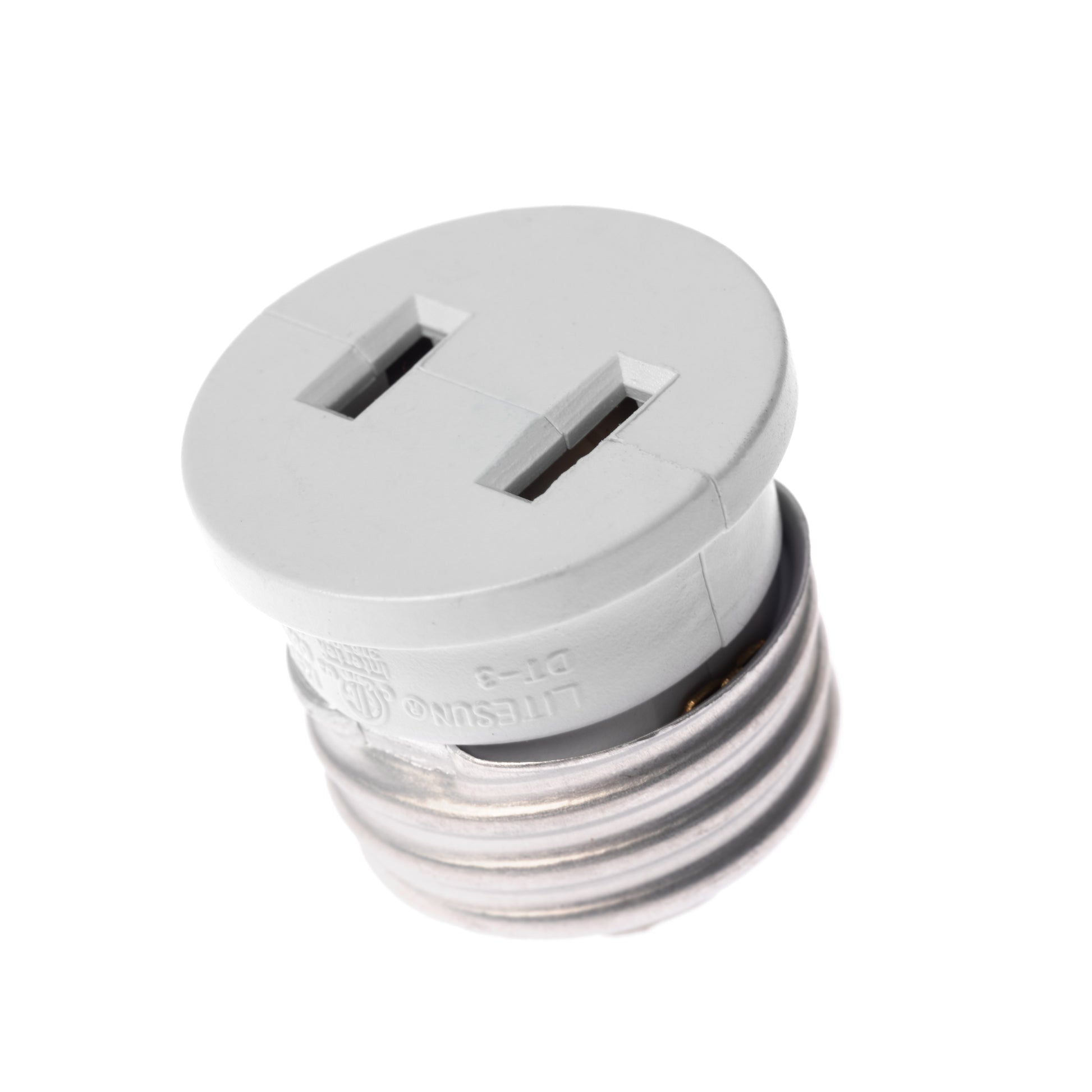 Polarized E26 Base Light Bulb Socket Plug – Convert Any E26 Socket into 2 Prong - side view