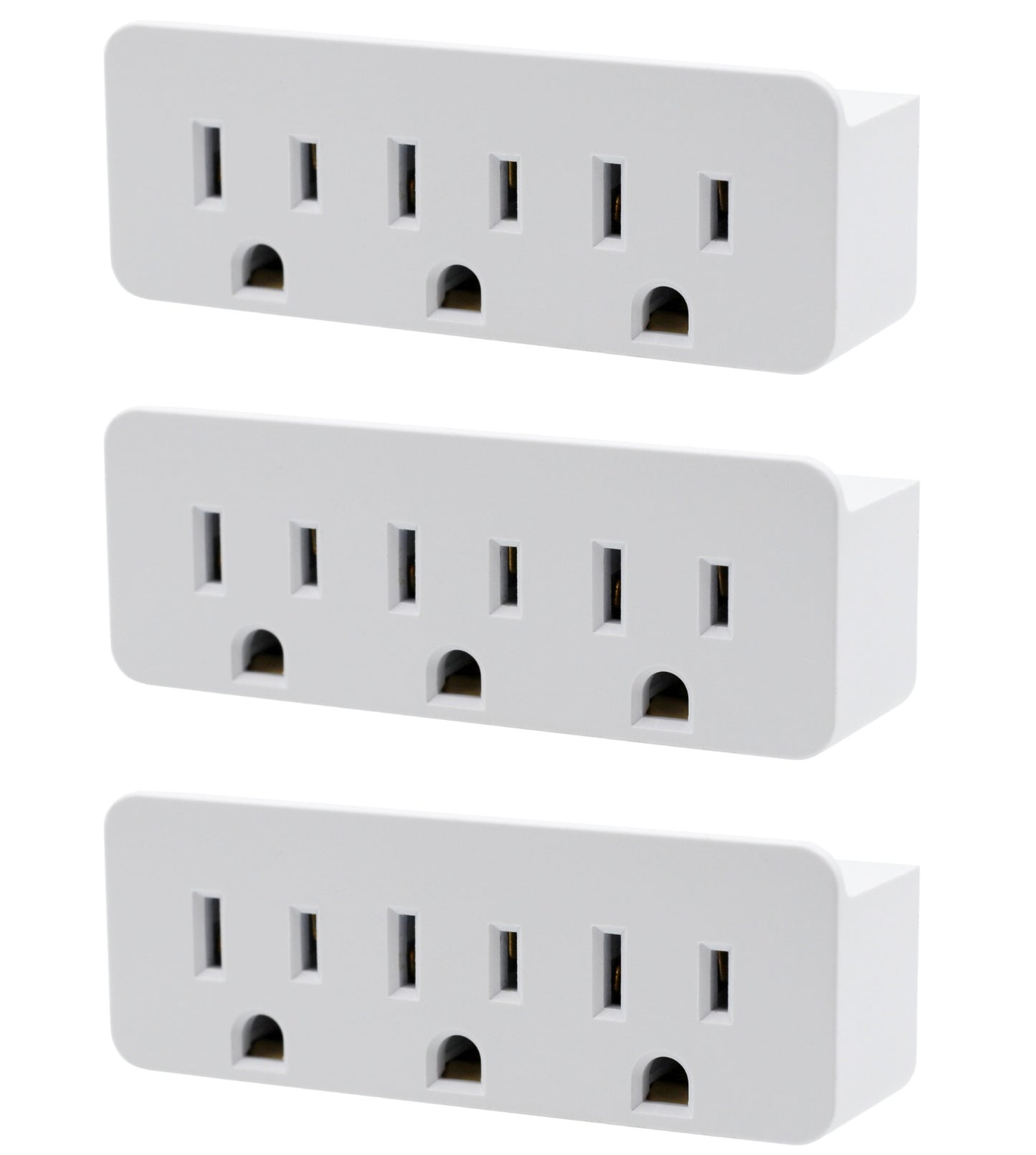 3 Outlet Grounded Wall Adapter - Splitter Extends 1 Outlet to 3 with Phone