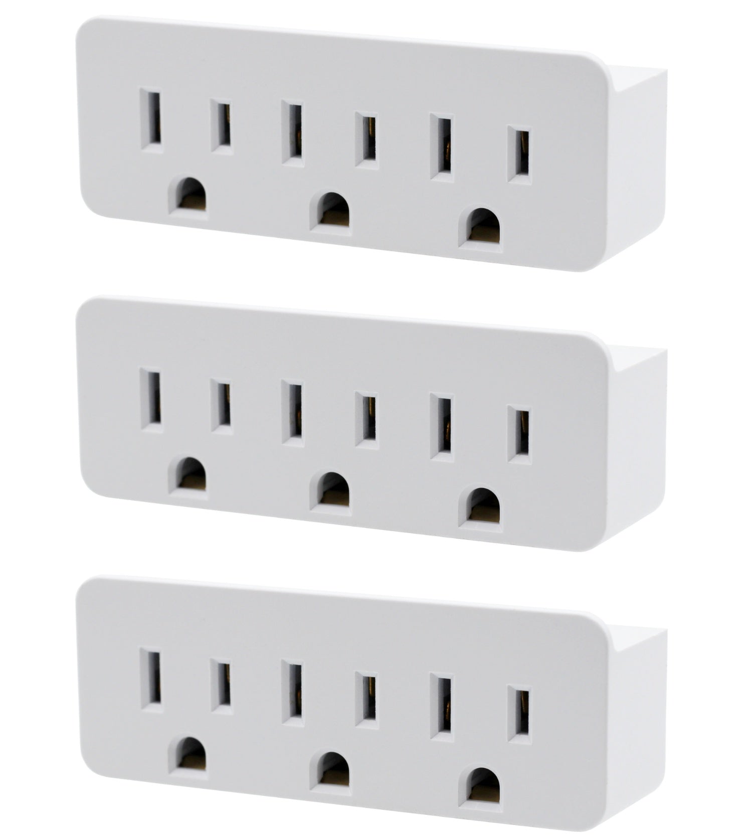 3 Outlet Grounded Wall Adapter - Splitter Extends 1 Outlet to 3 with Phone