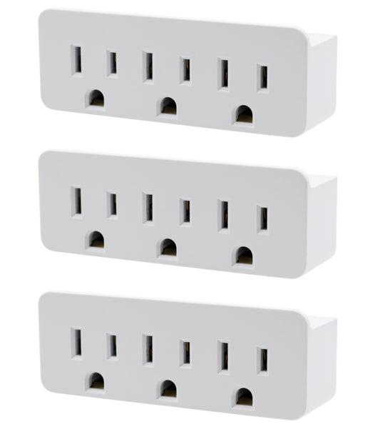 3 Outlet Grounded Wall Adapter - Splitter Extends 1 Outlet to 3 with Phone