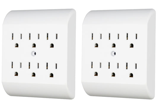 6 Outlet Wall Tap Extender Turns 2 Grounded Outlets into 6 - Easy Install