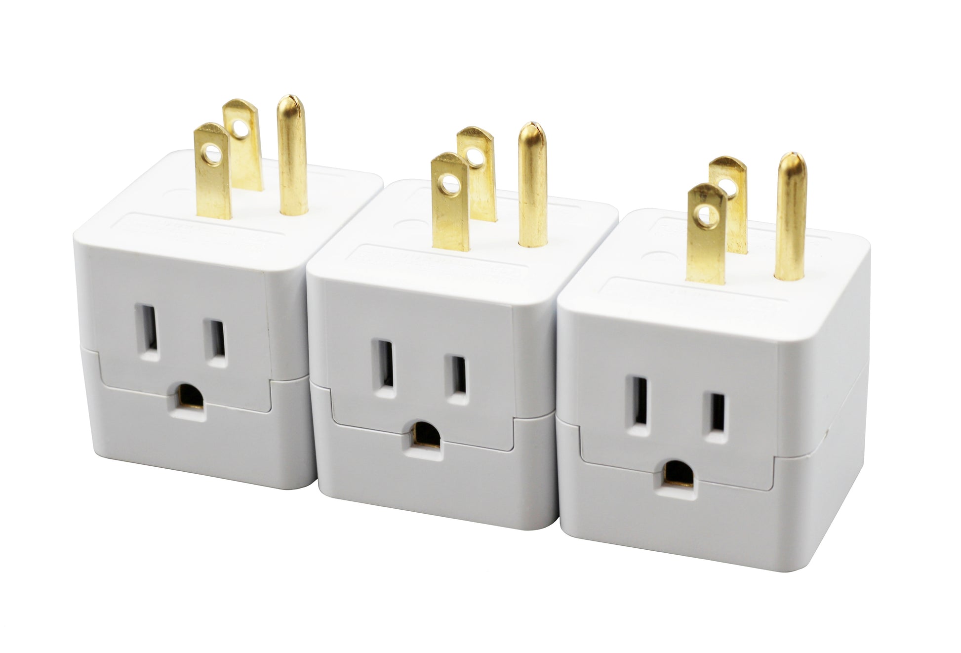 3 Outlet Wall Adapter Travel Cube – Grounder Splitter Turns One Outlet into