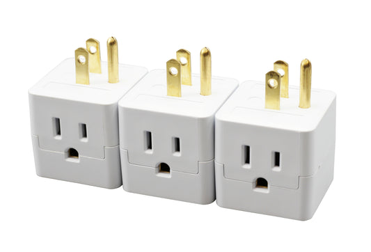 3 Outlet Wall Adapter Travel Cube – Grounder Splitter Turns One Outlet into