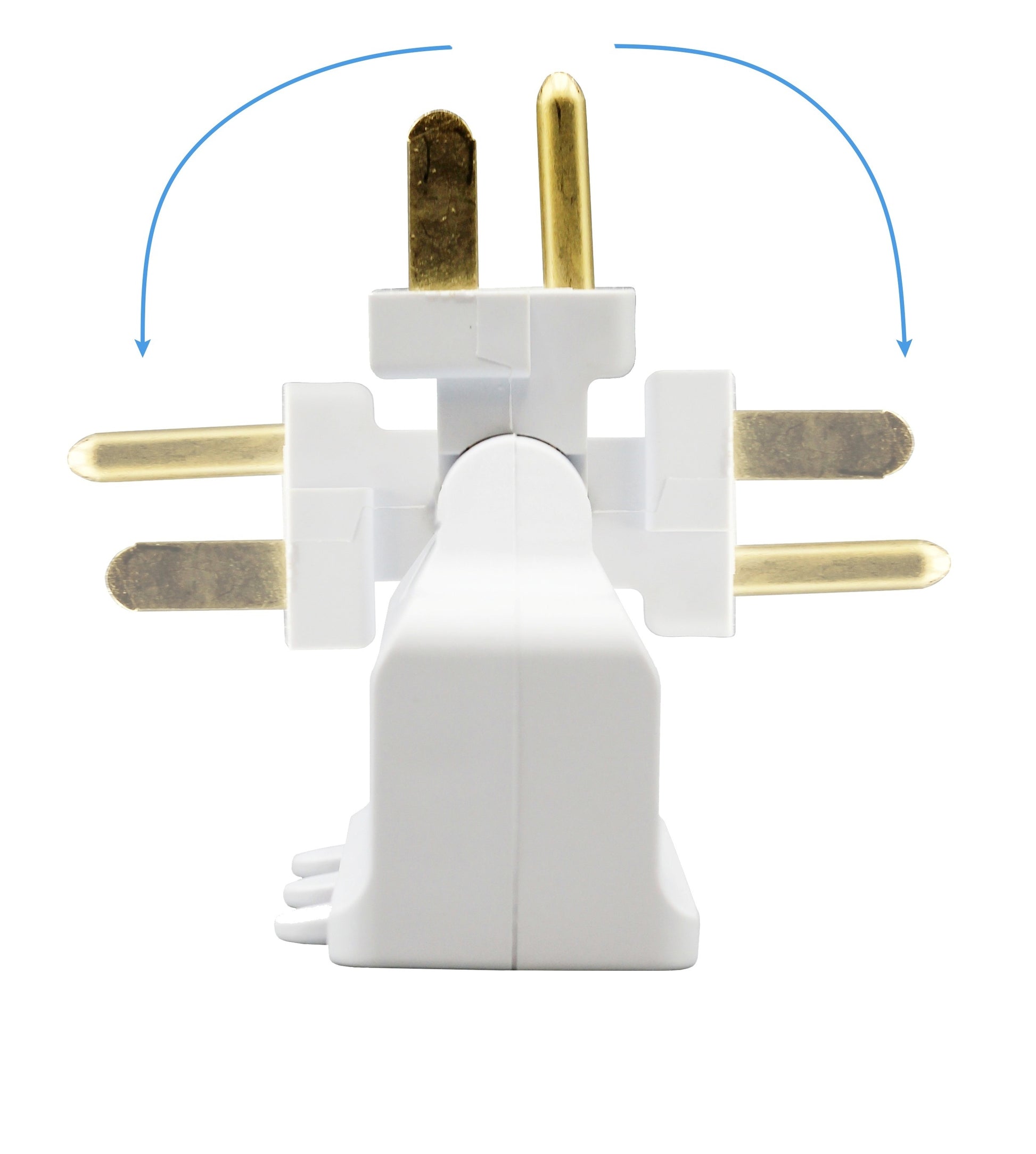 3 Outlet Grounded Swivel Wall Tap Splitter with 180° Rotating Plug, 1 to 3 - side view