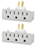3 Outlet Grounded Swivel Wall Tap Splitter with 180° Rotating Plug, 1 to 3 Outlet Adapter | 2 Pack