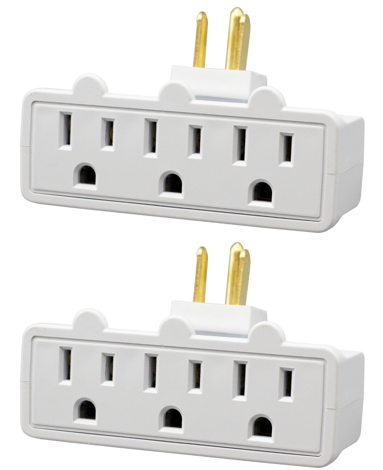 3 Outlet Grounded Swivel Wall Tap Splitter with 180° Rotating Plug, 1 to 3