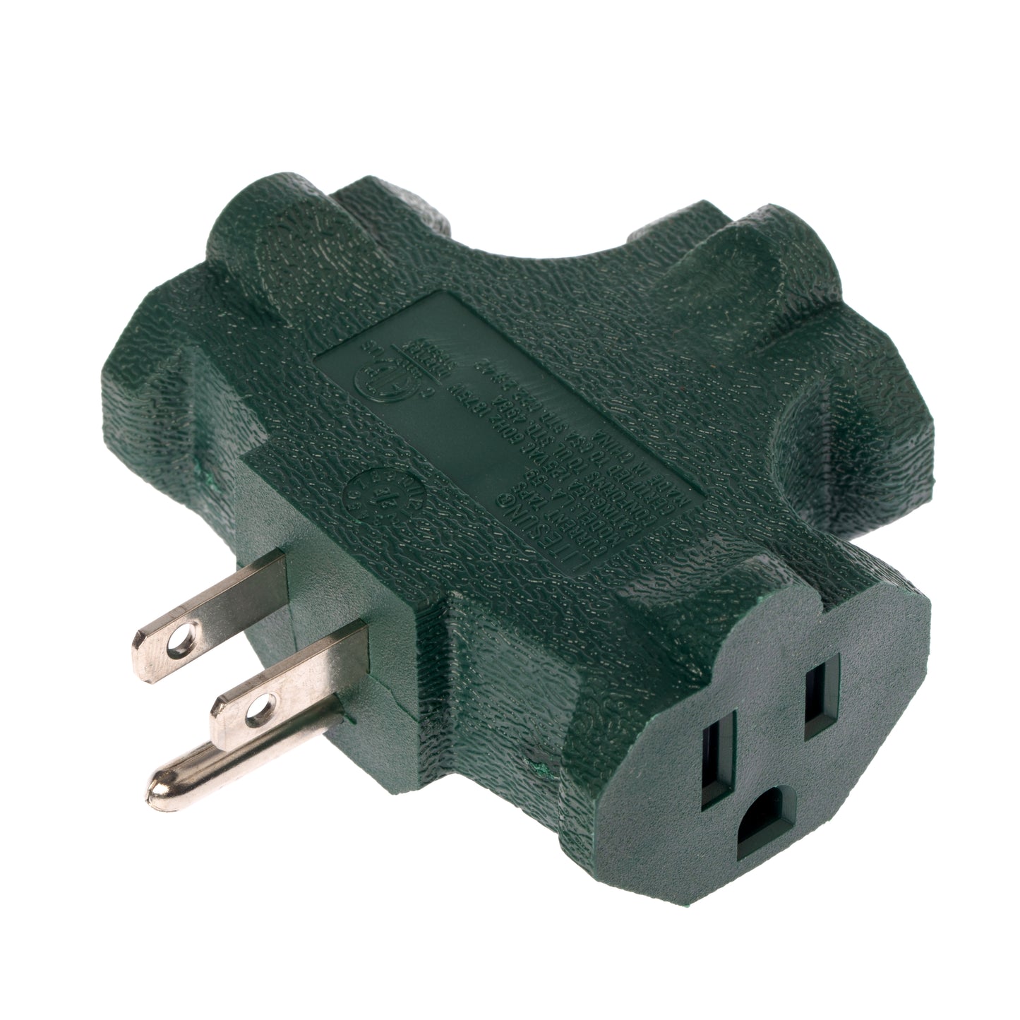 3 Outlet T Shaped Wall Plug Grounding Adapter Splitter Extender – Green Durable - side view