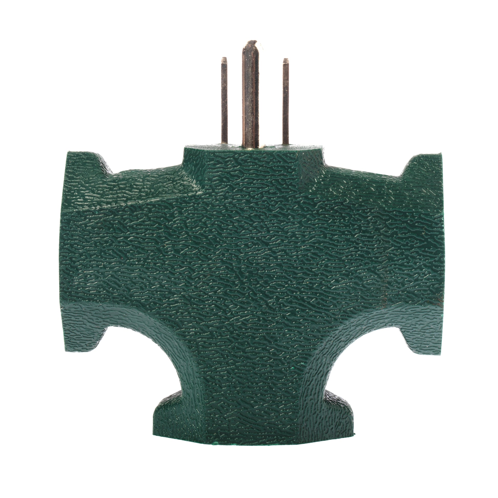 3 Outlet T Shaped Wall Plug Grounding Adapter Splitter Extender – Green Durable - close-up
