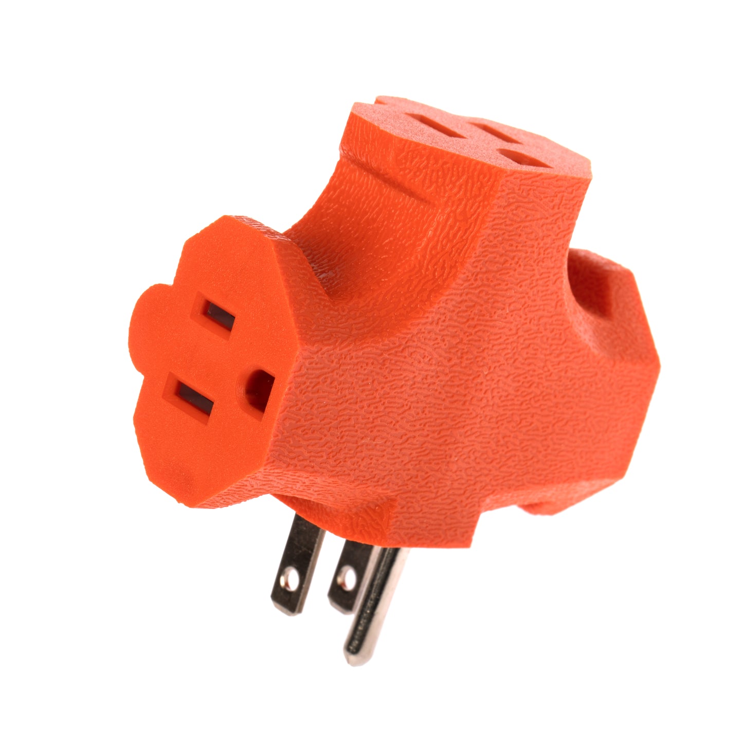 3 Outlet T Shaped Wall Plug Grounding Adapter Splitter Extender – Orange - close-up