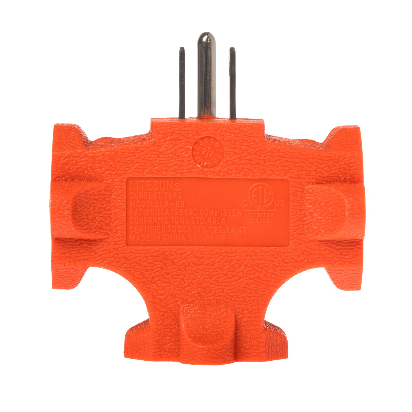 3 Outlet T Shaped Wall Plug Grounding Adapter Splitter Extender – Orange - detail