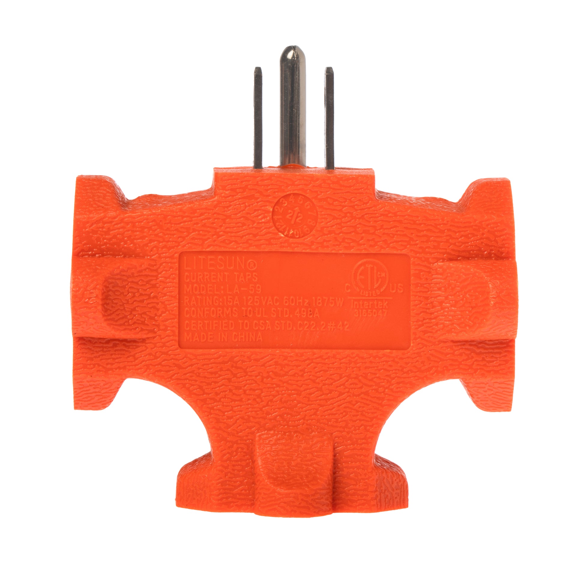 3 Outlet T Shaped Wall Plug Grounding Adapter Splitter Extender – Orange - detail