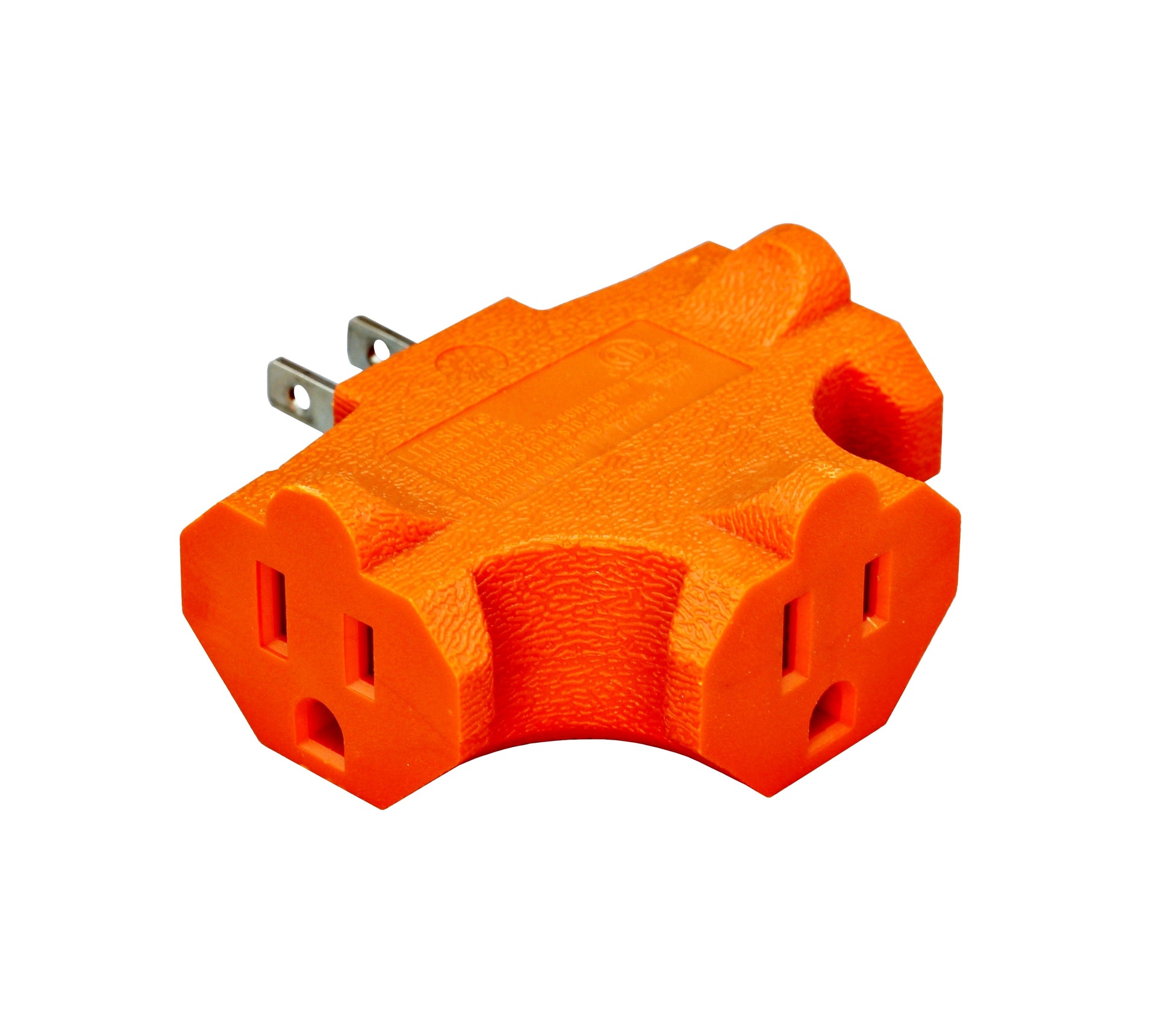 3 Outlet T Shaped Wall Plug Grounding Adapter Splitter Extender – Orange - side view