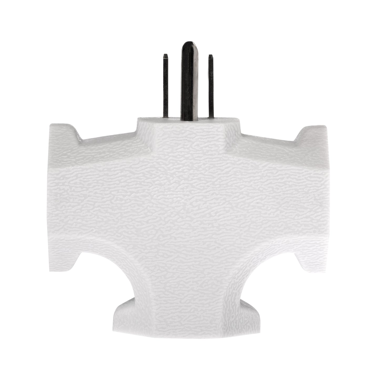 3 Outlet T Shaped Wall Plug Grounding Adapter Splitter Extender – White Durable - side view