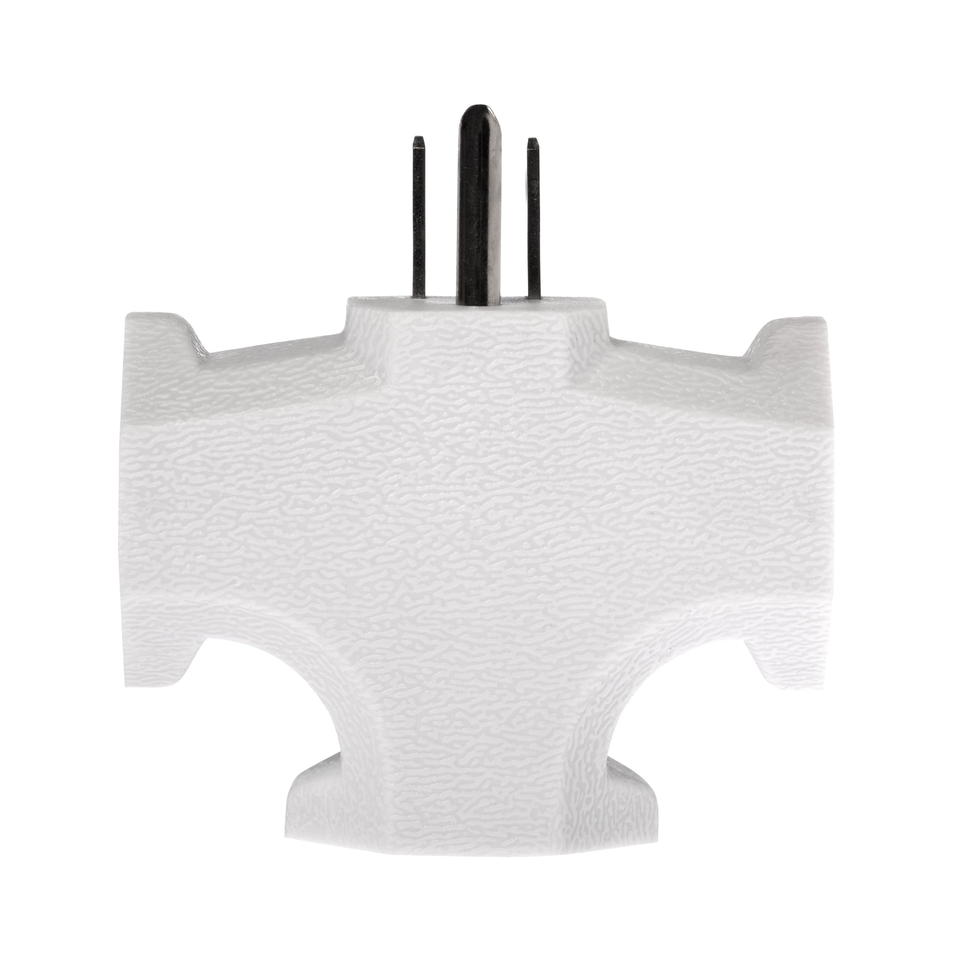 3 Outlet T Shaped Wall Plug Grounding Adapter Splitter Extender – White Durable - side view