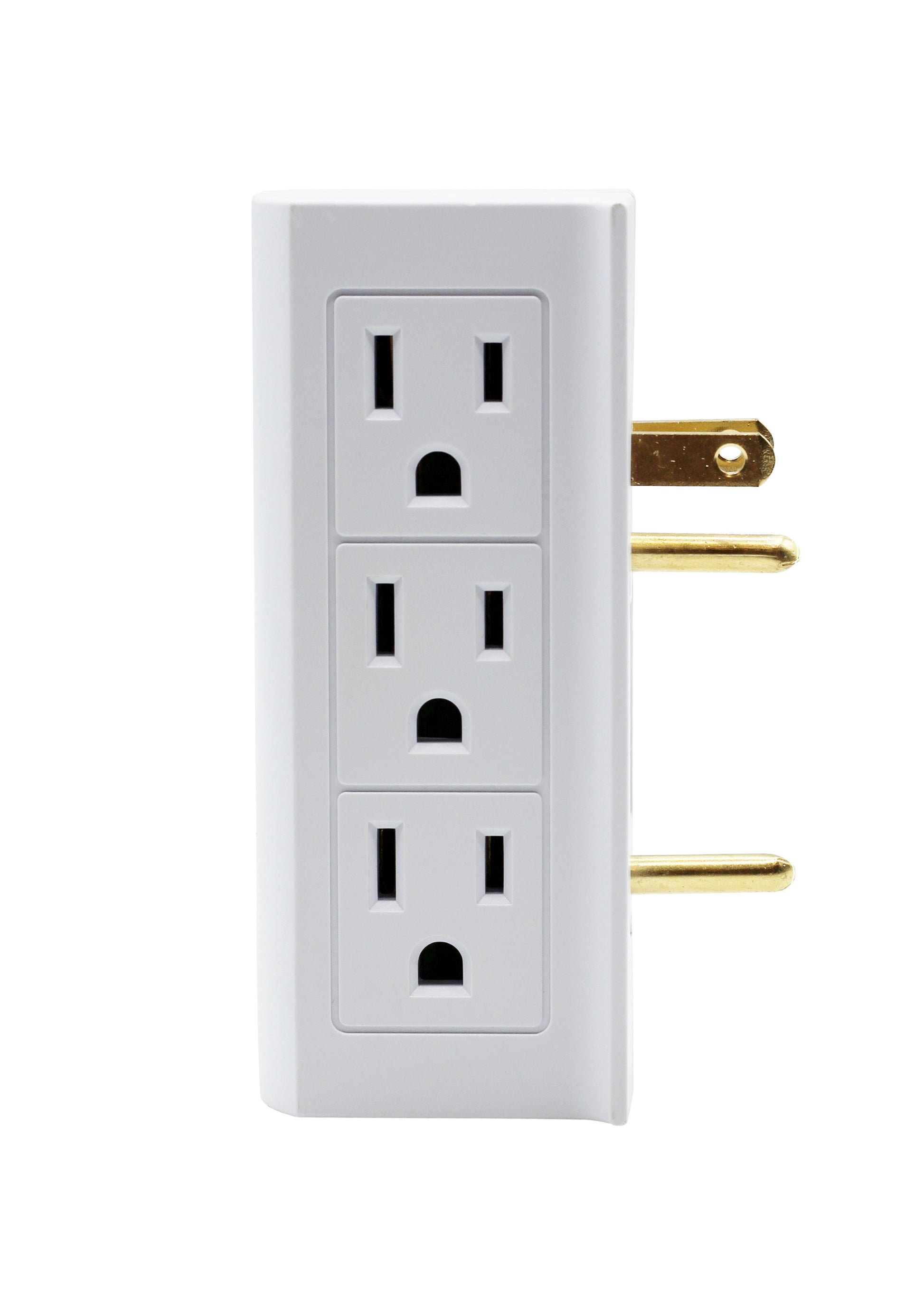 6 Outlet Vertical Extender Wall Tap - Split 2 Outlets Into 6 Grounded with Side - detail