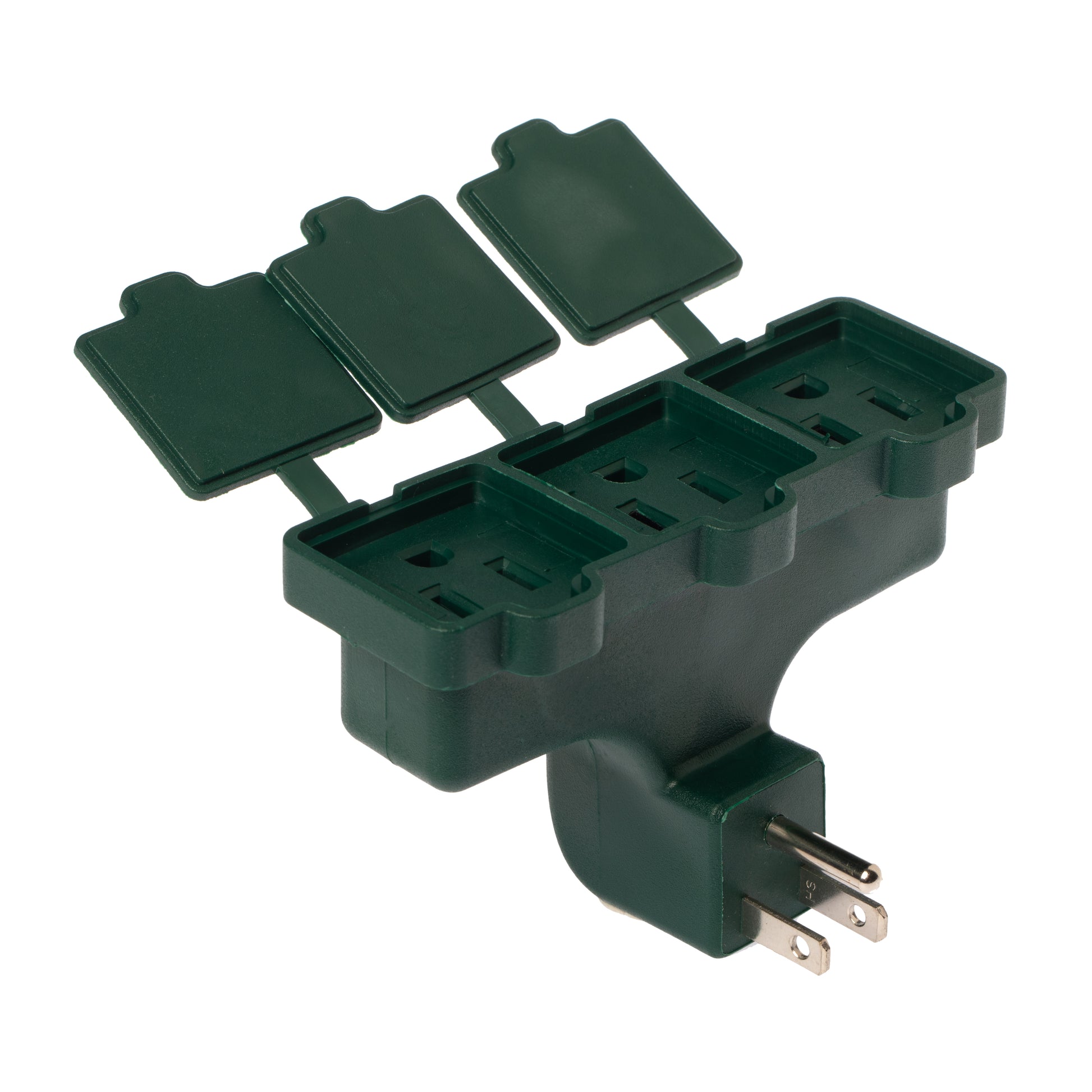 3 Outlet Wall Plug Adapter with Covers for Indoor Outdoor Use – Durable - side view