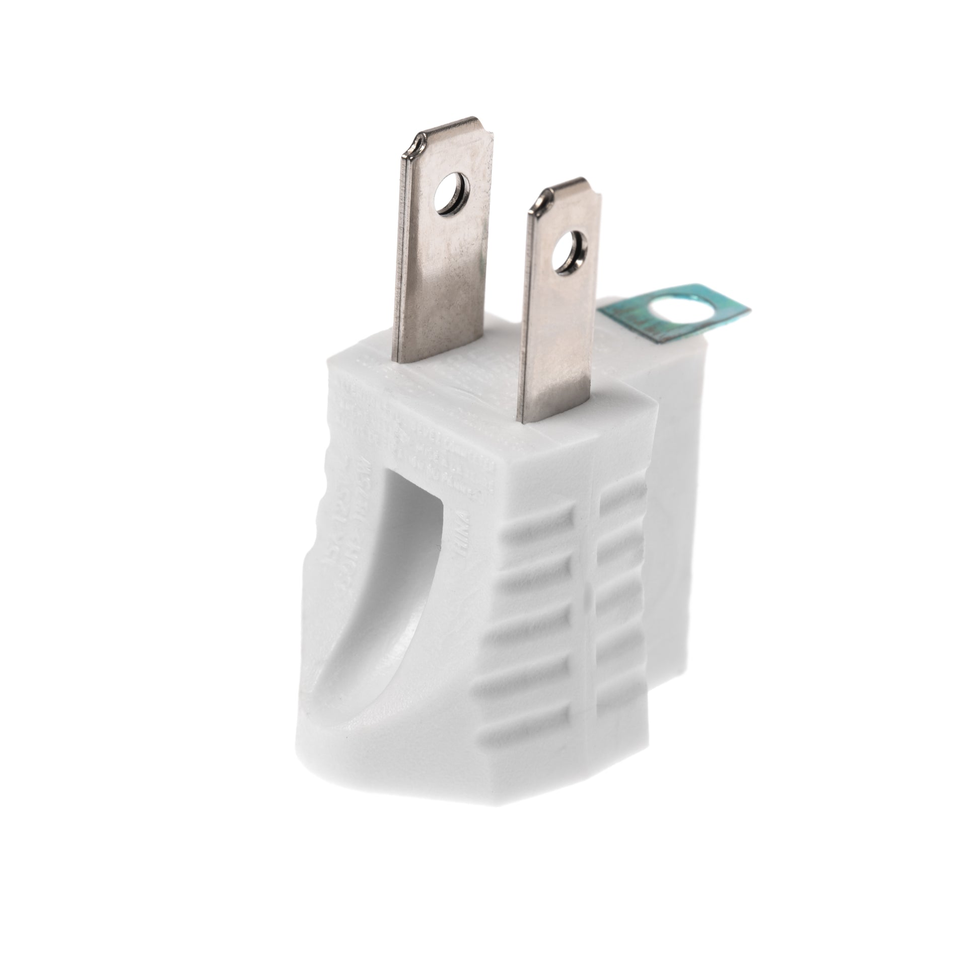 2 Prong to 3 Prong Grounded Outlet Converter Adapter with Polarized Plug - White - close-up