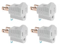 2 Prong to 3 Prong Grounded Outlet Converter Adapter with Polarized Plug - White | 4 Pack