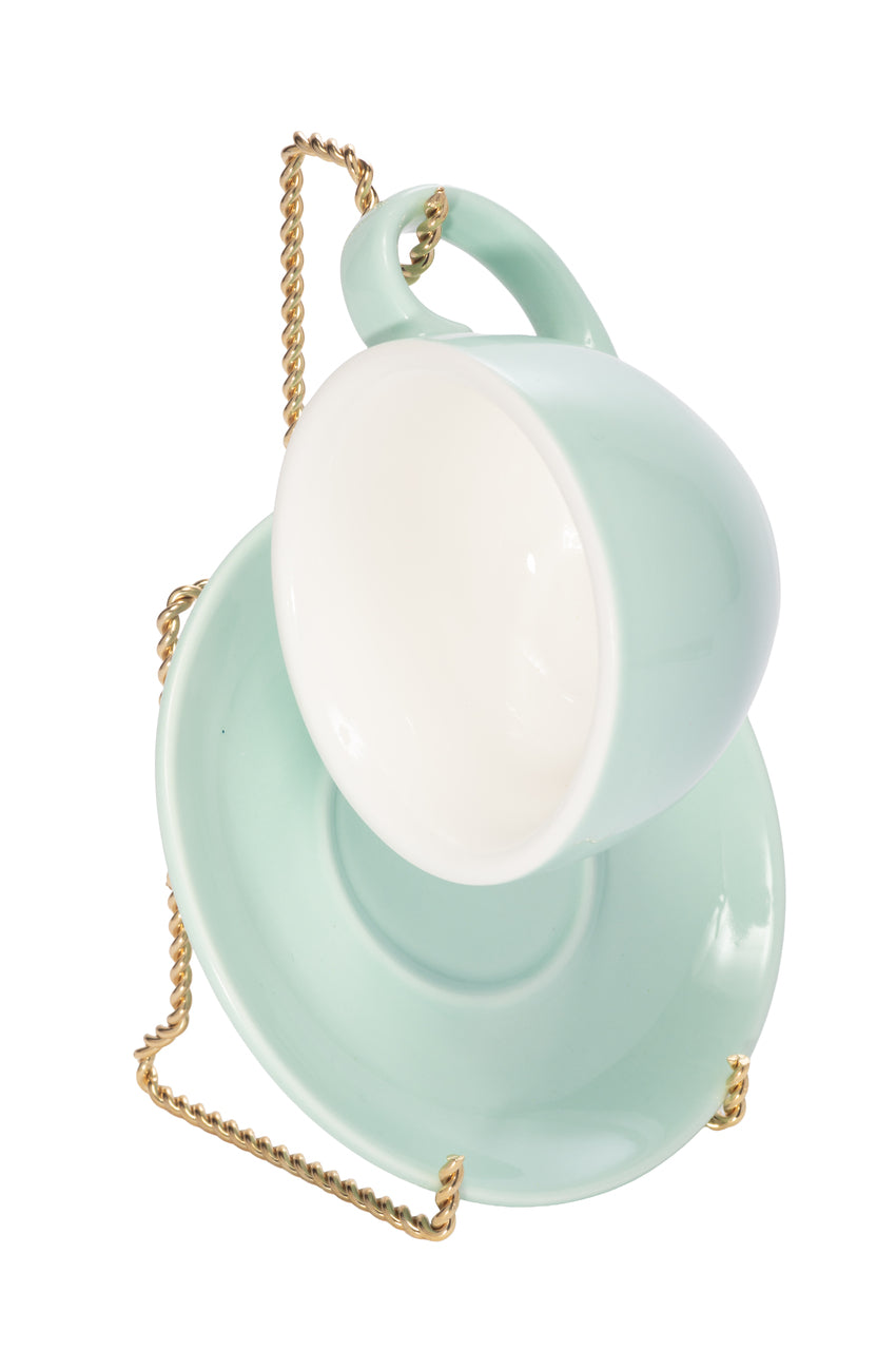 Tea Cup and Saucer Display Stand - Twist Wire Holder Rack for China, Coffee - close-up