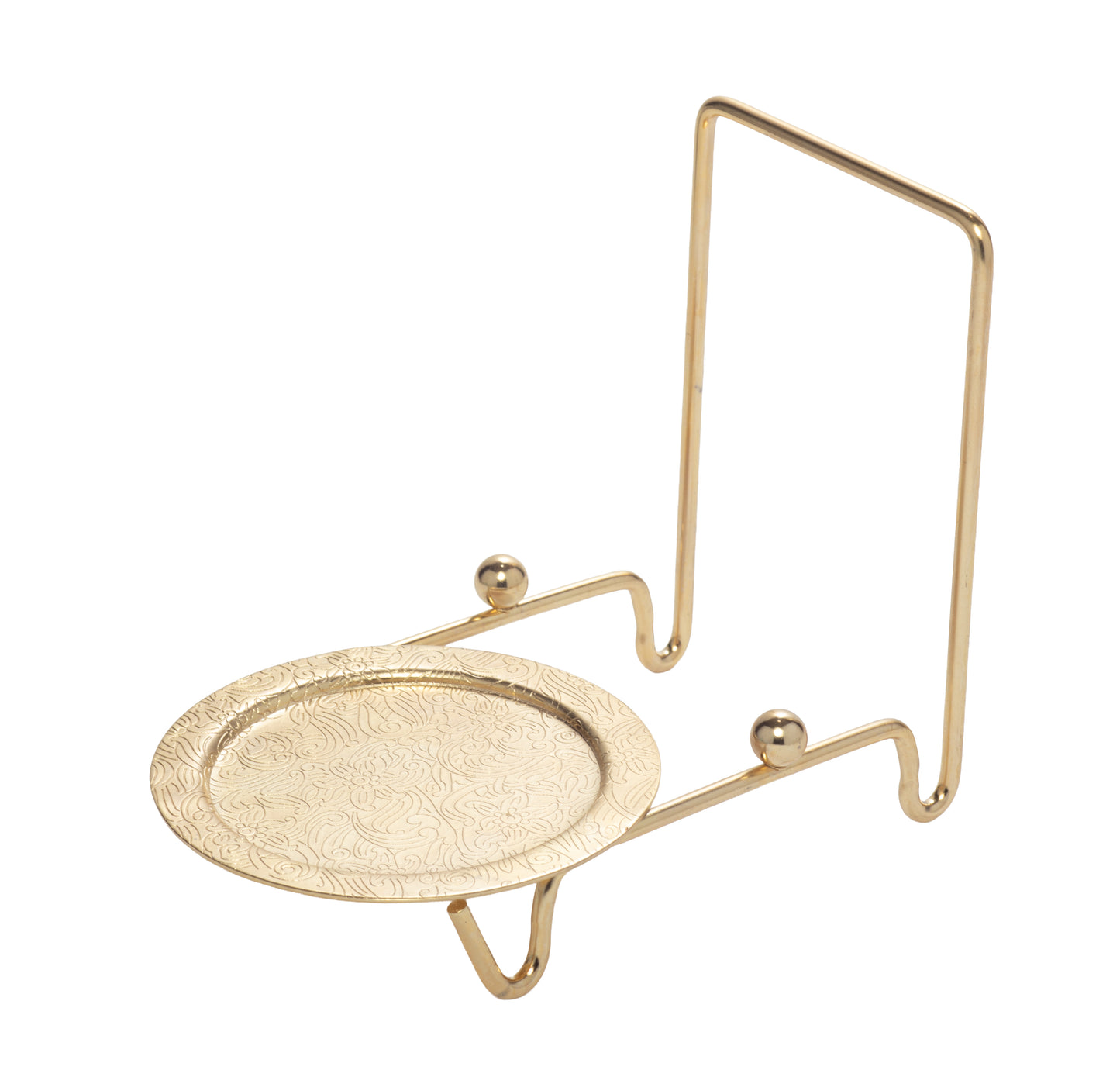 Etched Base Cup & Saucer Stand - Elegant Display Holder for Tea Sets, Plates, - close-up