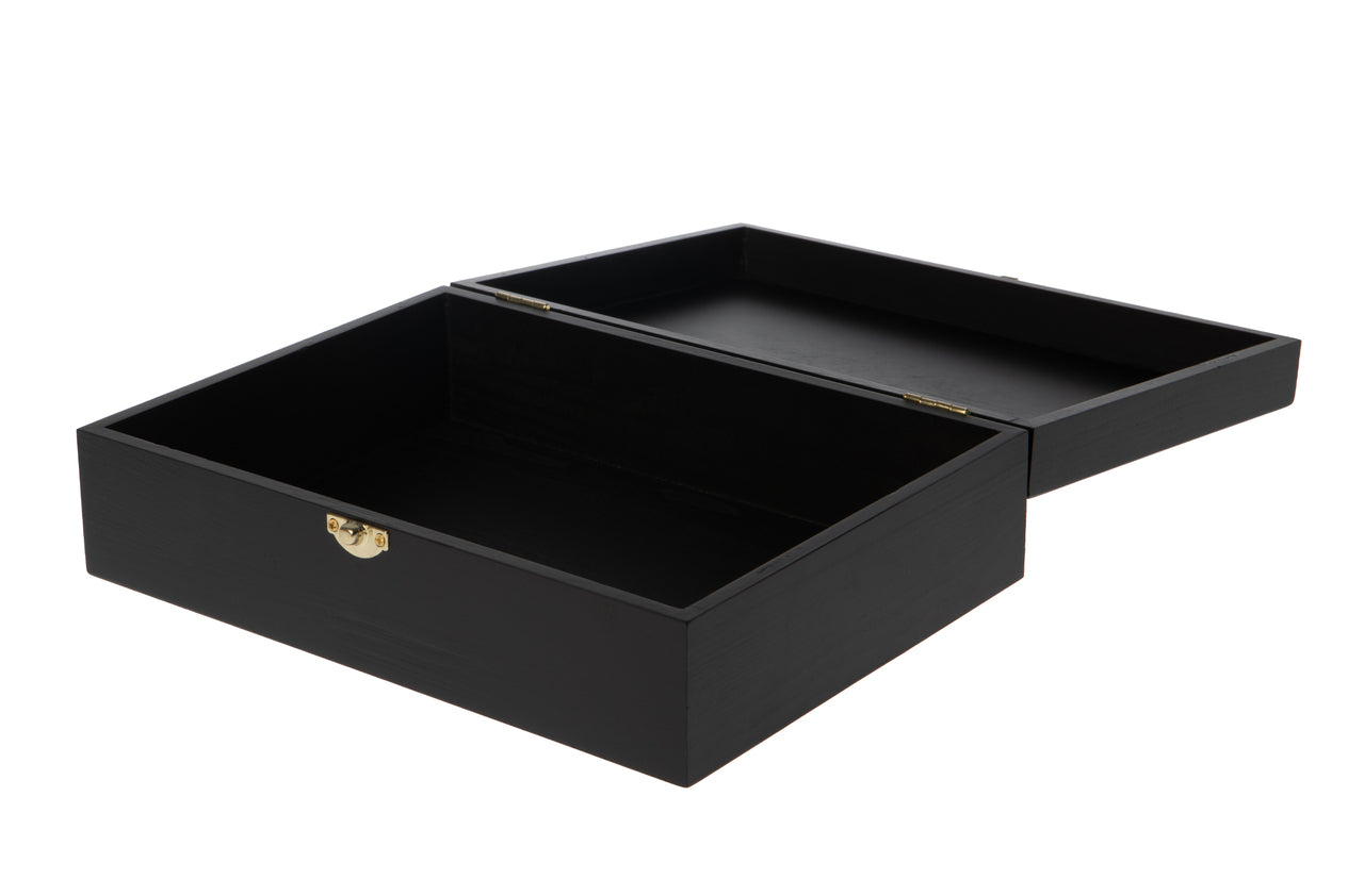 Black Wooden Keepsake Box with Gold Clasp - detail