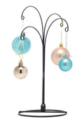 2 Pack of Metal Ornament Display Stands – 12″ Tall with Four Hooks at Varying Heights for Christmas Ornaments and Keepsakes (Black)