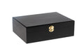 Black Wooden Keepsake Box with Gold Clasp | 10.25″ × 7.5″ × 3.25″ Storage Case for Photos, Jewelry, Crafts & Gifts