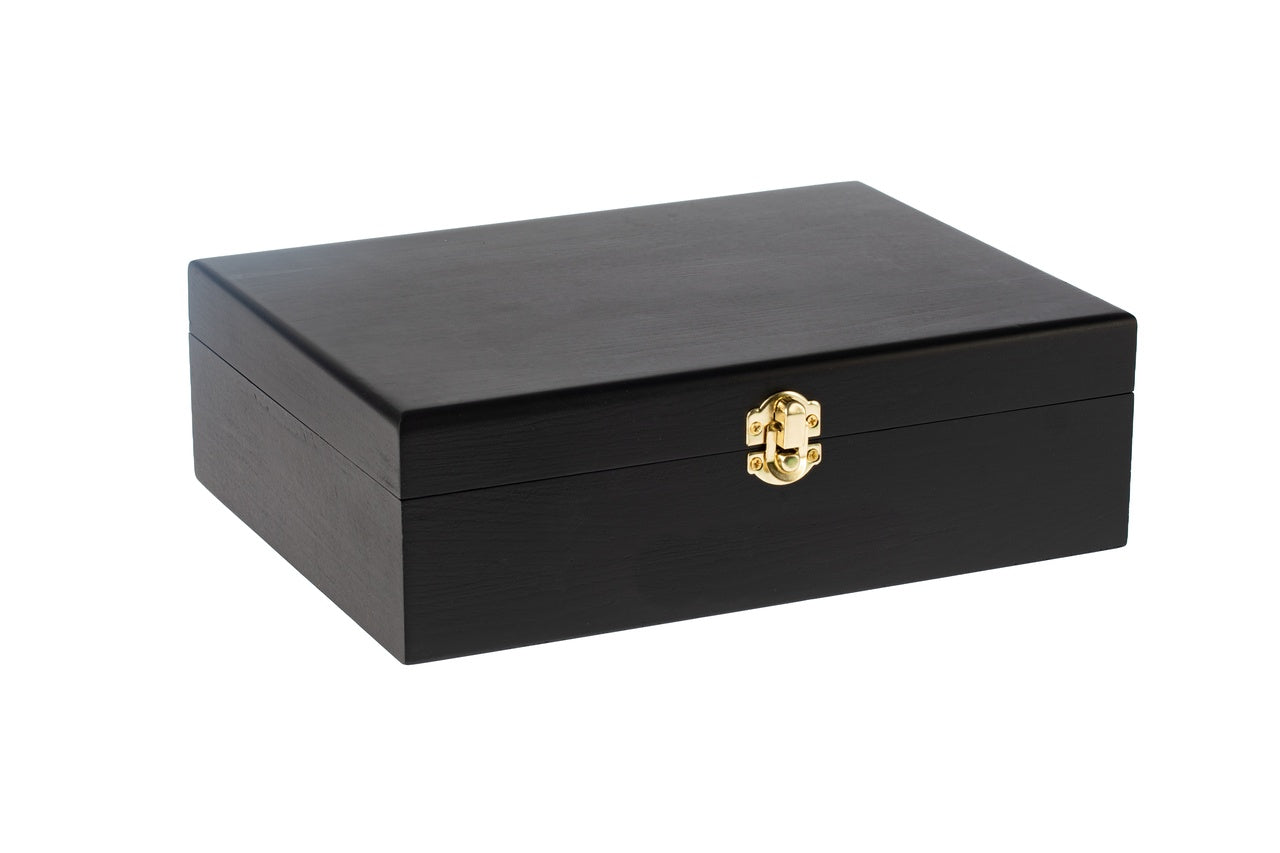Black Wooden Keepsake Box with Gold Clasp - for craft