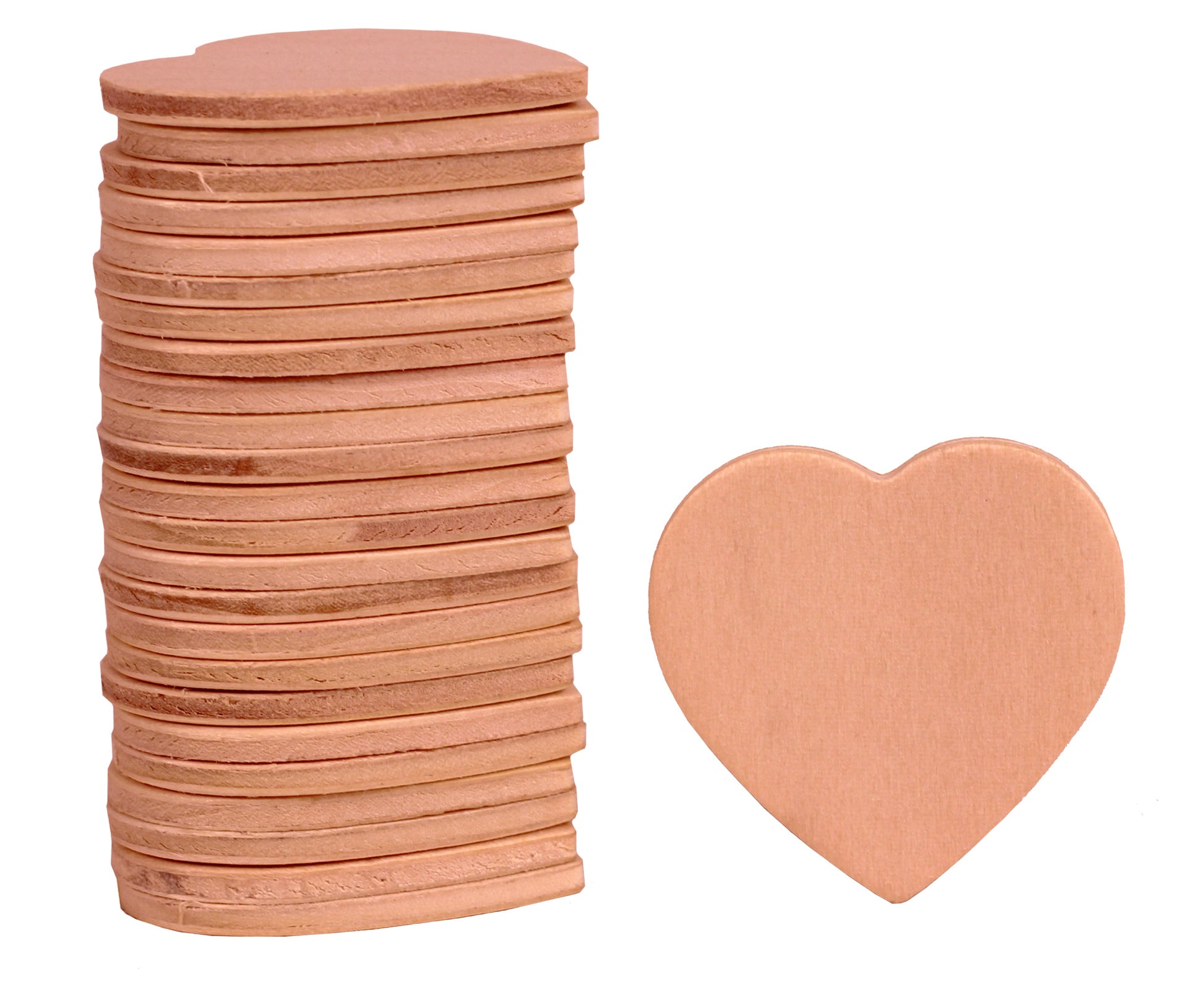 100 Pack of 1.5 Inch Unfinished Wooden Heart Shape Cutouts, DIY Ready to Paint - side view