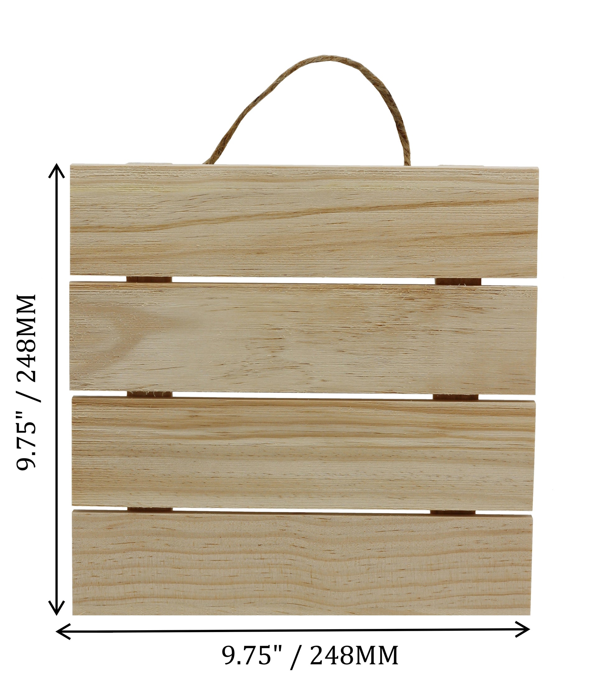 10x10 Inch Unfinished Wood Hanging Plaque - DIY Wood Pallet Sign, Notch Banner, - side view
