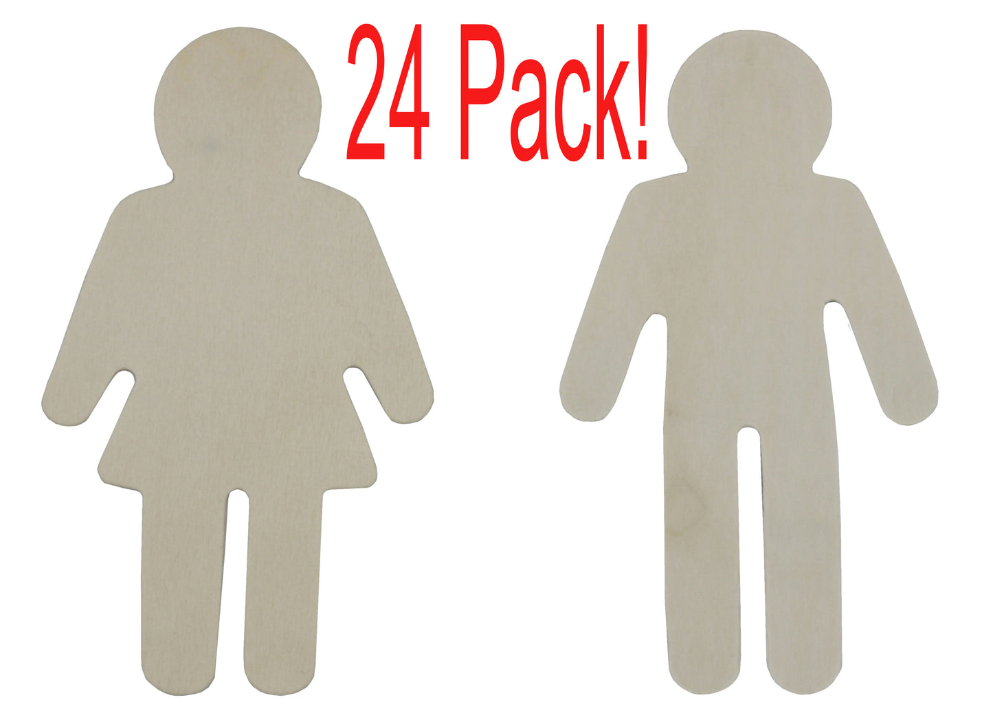24 Pack - 4.5 Inch Wood Male & Female Shapes, Wood Natural Slices Wooden - side view