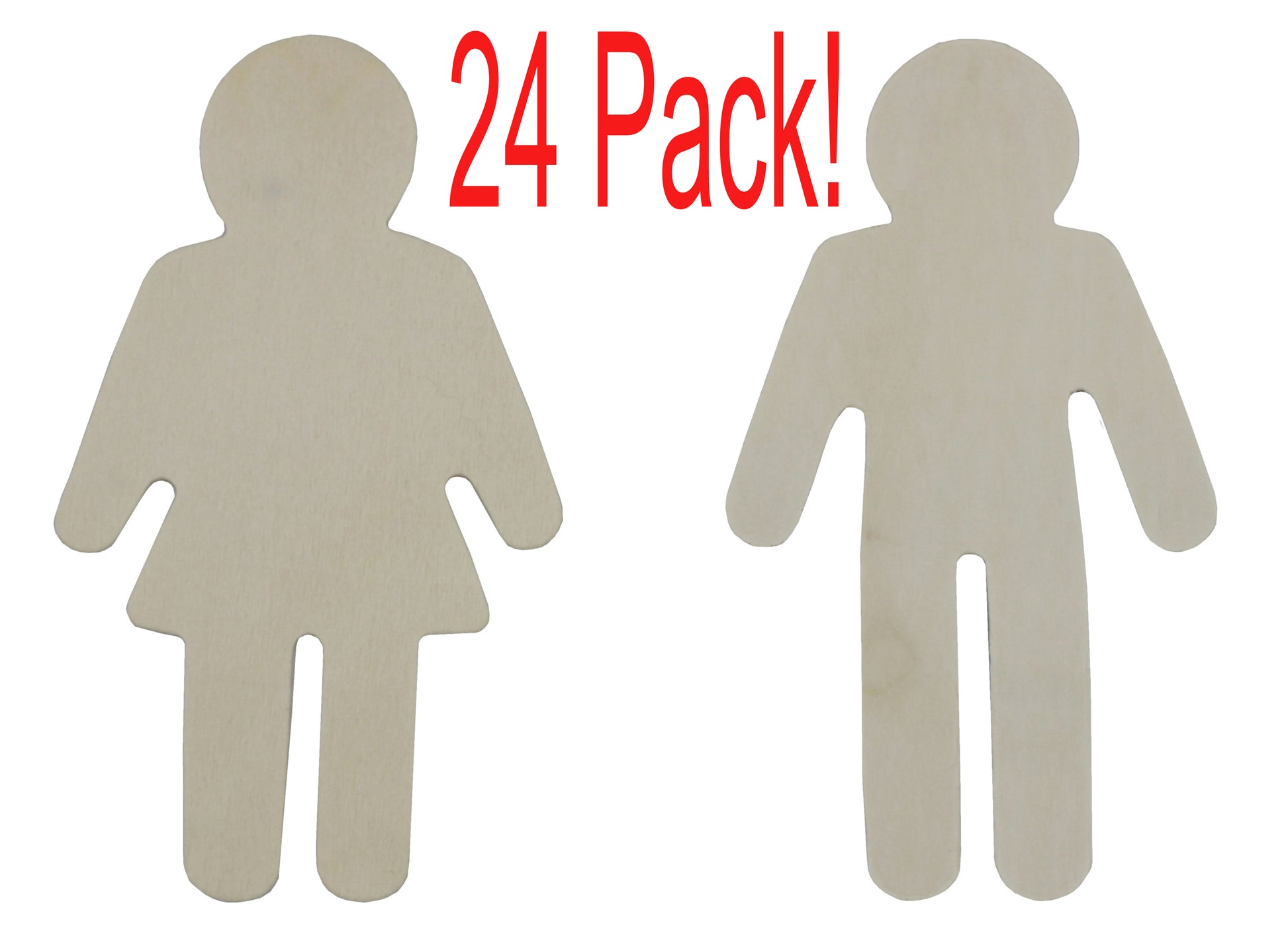24 Pack - 4.5 Inch Wood Male & Female Shapes, Wood Natural Slices Wooden - side view
