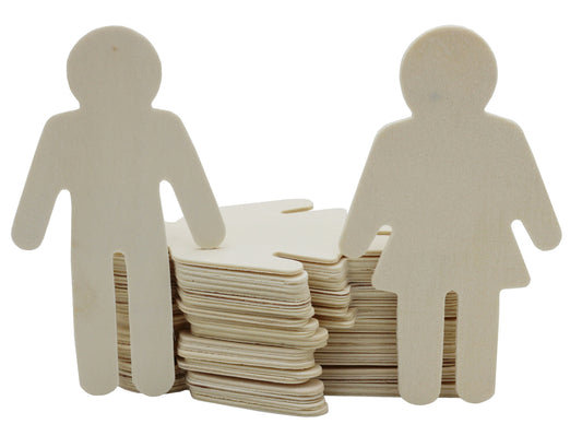 24 Pack - 4.5 Inch Wood Male & Female Shapes, Wood Natural Slices Wooden - for diy