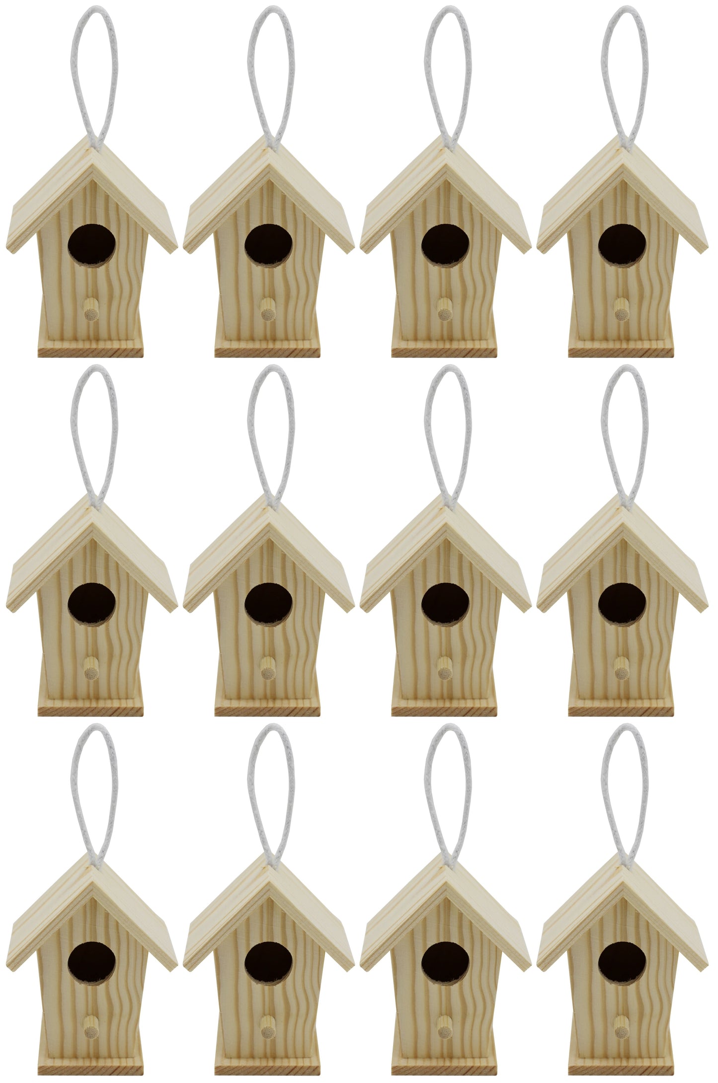 12-Pack Mini Wooden Bird Houses to Paint, Unfinished DIY Design Your Own Great - for craft