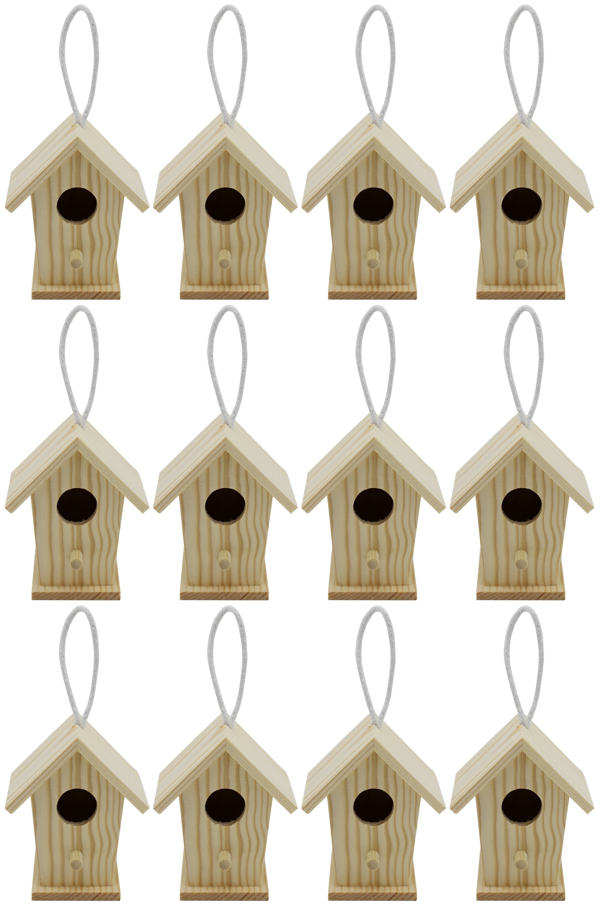 12-Pack Mini Wooden Bird Houses to Paint, Unfinished DIY Design Your Own Great - for craft
